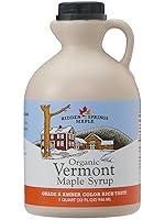 Vista 1 de Hidden Springs Maple Jarabe orgánico de arce Vermont, rico en ámbar de grado A, 32 onzas, 1 cuarto de galón, Family Farms, jarra sin BPA