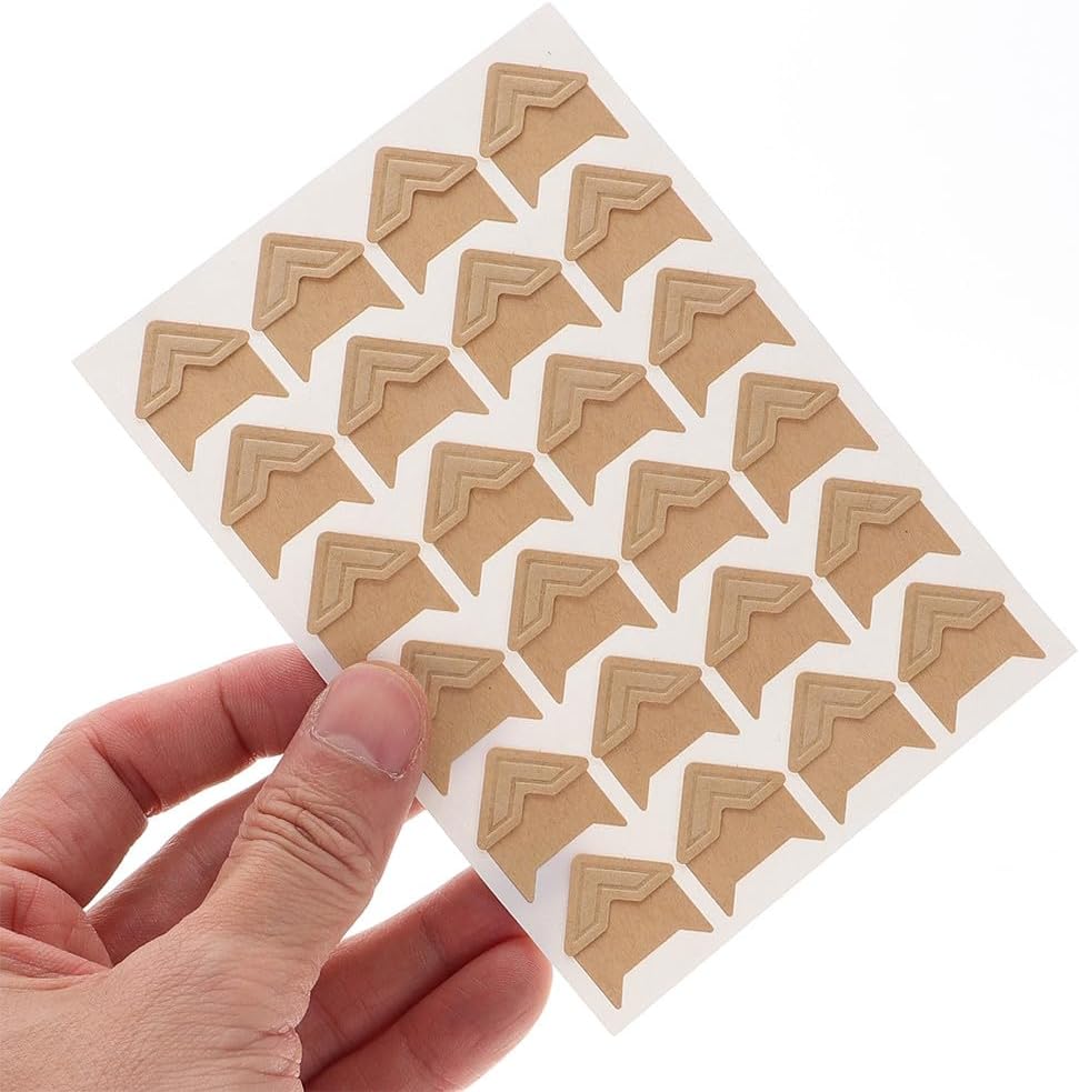SEWACC 16 Sheets Photo Corner Stickers: Self-Adhesive Photo Corners for DIY Scrapbooks Albums Memory Books Art Displays - Scrapbook Accessories