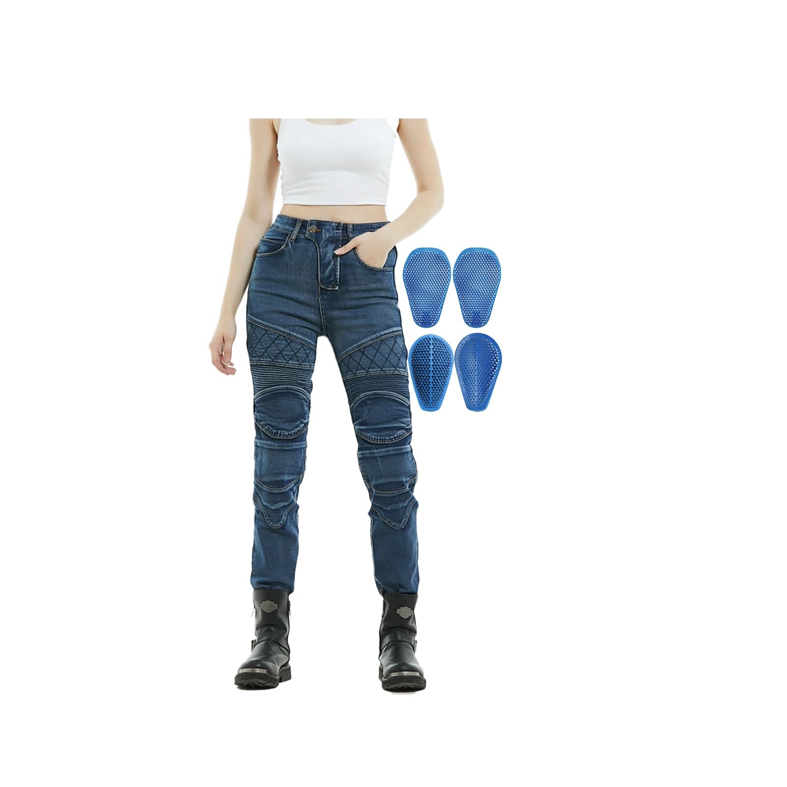 Jeans Da Moto Pantaloni Da Equitazione Protettivi Con Rivestimento In Aramide, Resistente Agli Strappi Con Armatura CE Ginocchio*2/anca*2