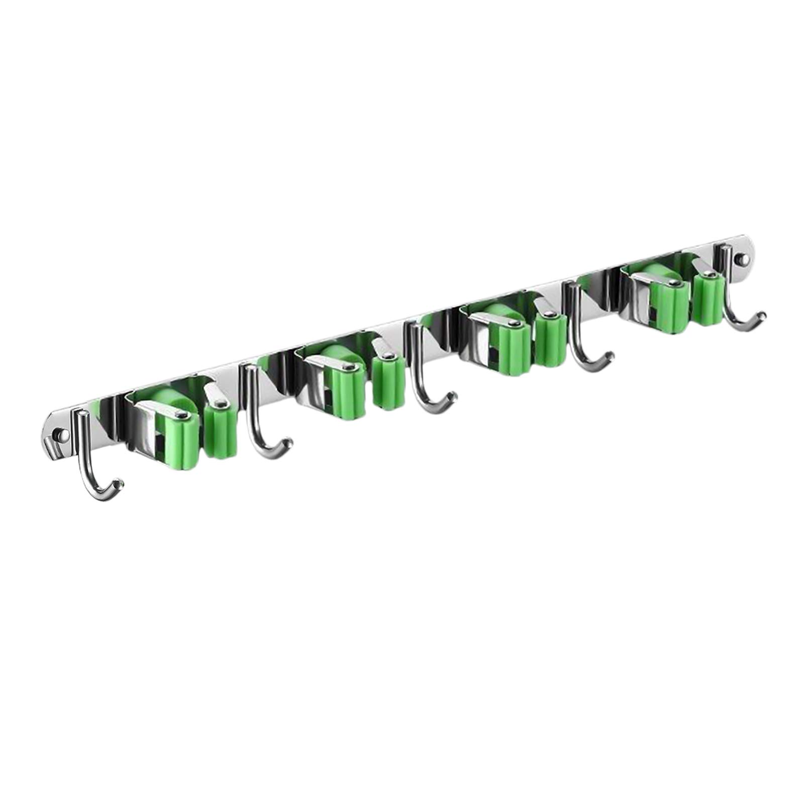 WOVEBIUS Broom Mop Holder Wall Mounted Hanger Stainless Steel Kitchen 5 Racks,4 Rack