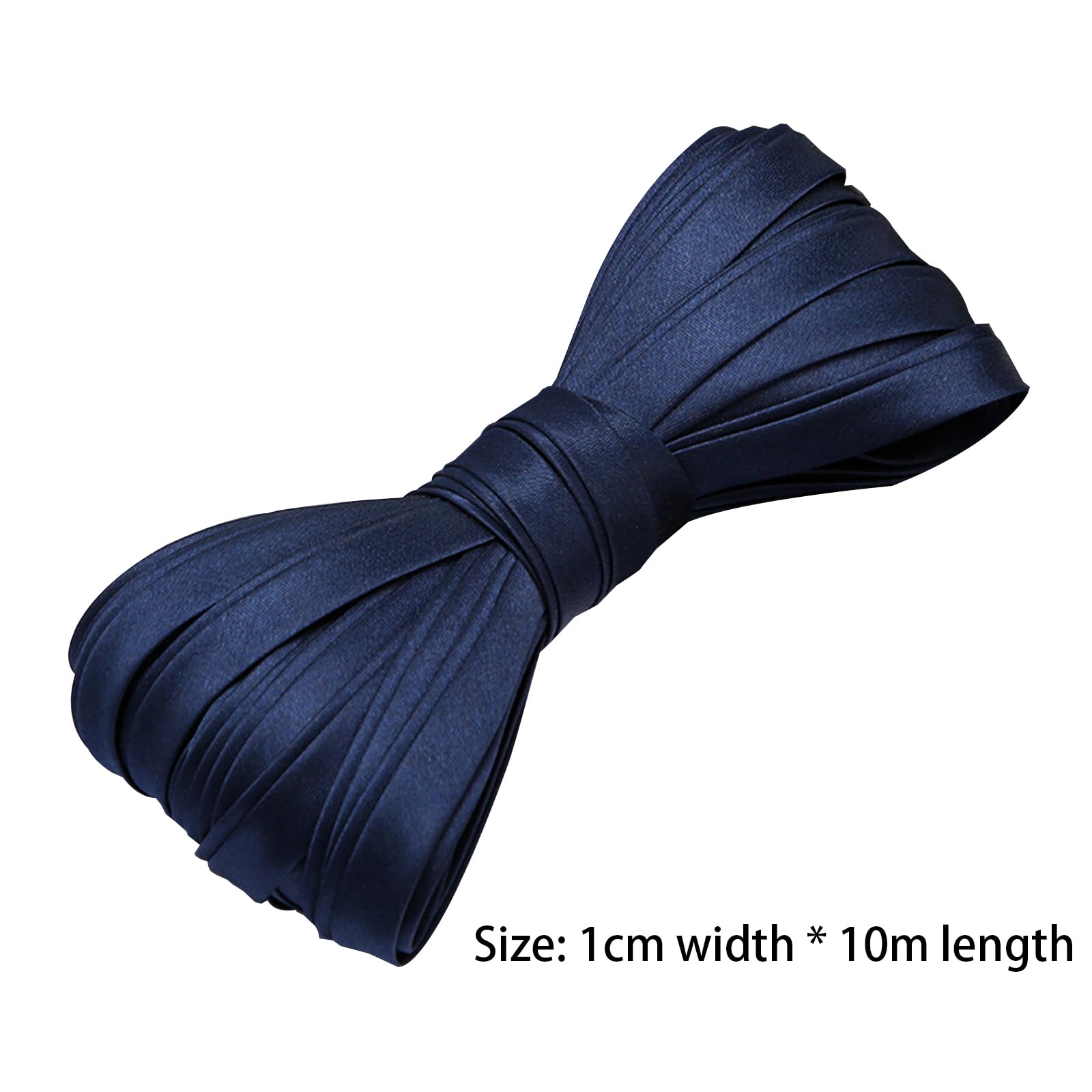 Cinta al bies de satén azul oscuro de 10 m de ancho para ribetes de tela de costura