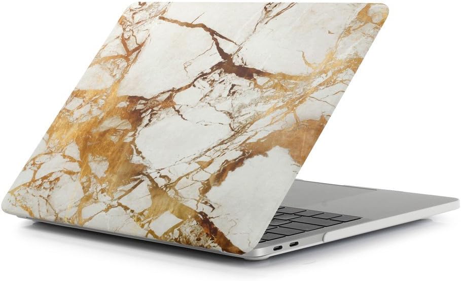 O OzoneO Ozone Hard Case Compatible with MacBook Pro 13-inch Case M2 2022-2016 A2338 M1 A2251 A2289 A2159 A1989 A1708 A1706 with/Without Touch Bar Plastic Hard Shell Case Cover -White & Gold Marble