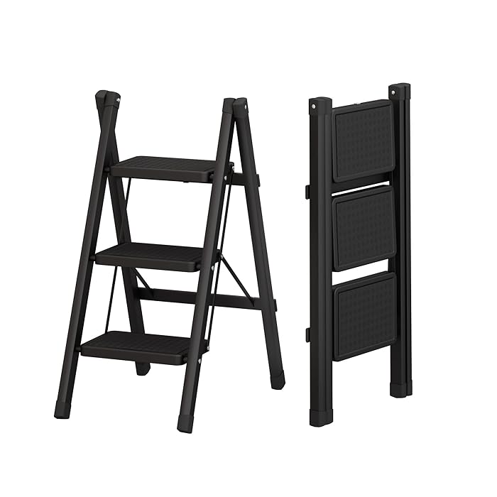 Buy JOISCOPE 3 Step Ladder, Folding Ladder Stool with NonSlip Wide