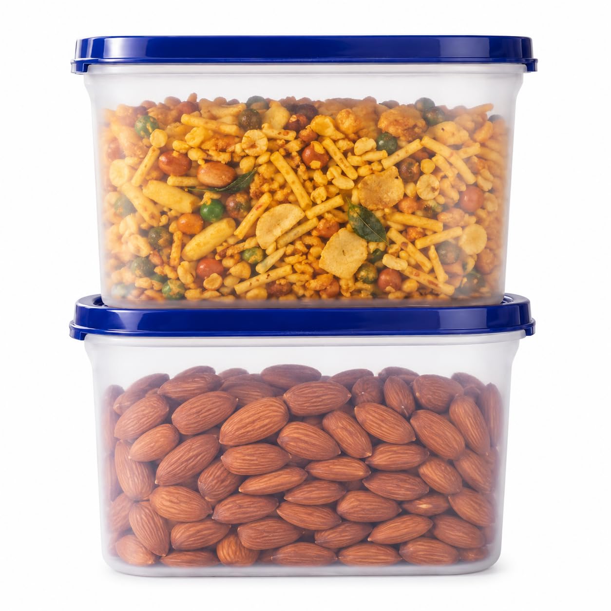 Cutting EDGE Sello antimicrobiano | Recipientes de almacenamiento de protección antibacteriana ovalados | Cocina modular | para Harina, Modular, 1200ml, Juego de 2, Azul Marino