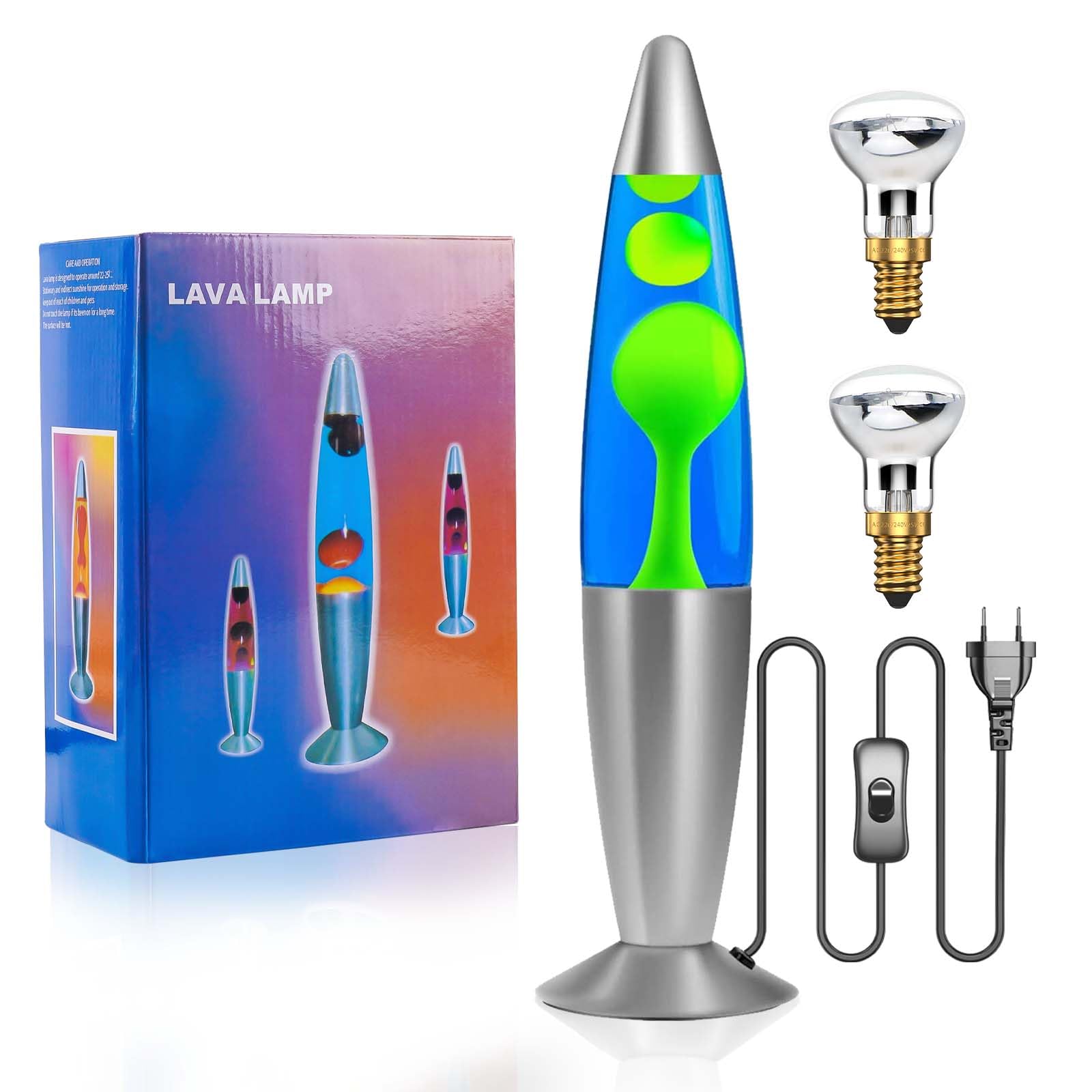 DoRightMagma Rocket Retro Lava Lamp for Decoration 34 cm Liquid Blue/Green Wax 1.85 m Cable with Switch and EU Plug for Atmospheric Lava Lamp 220 V-240 V