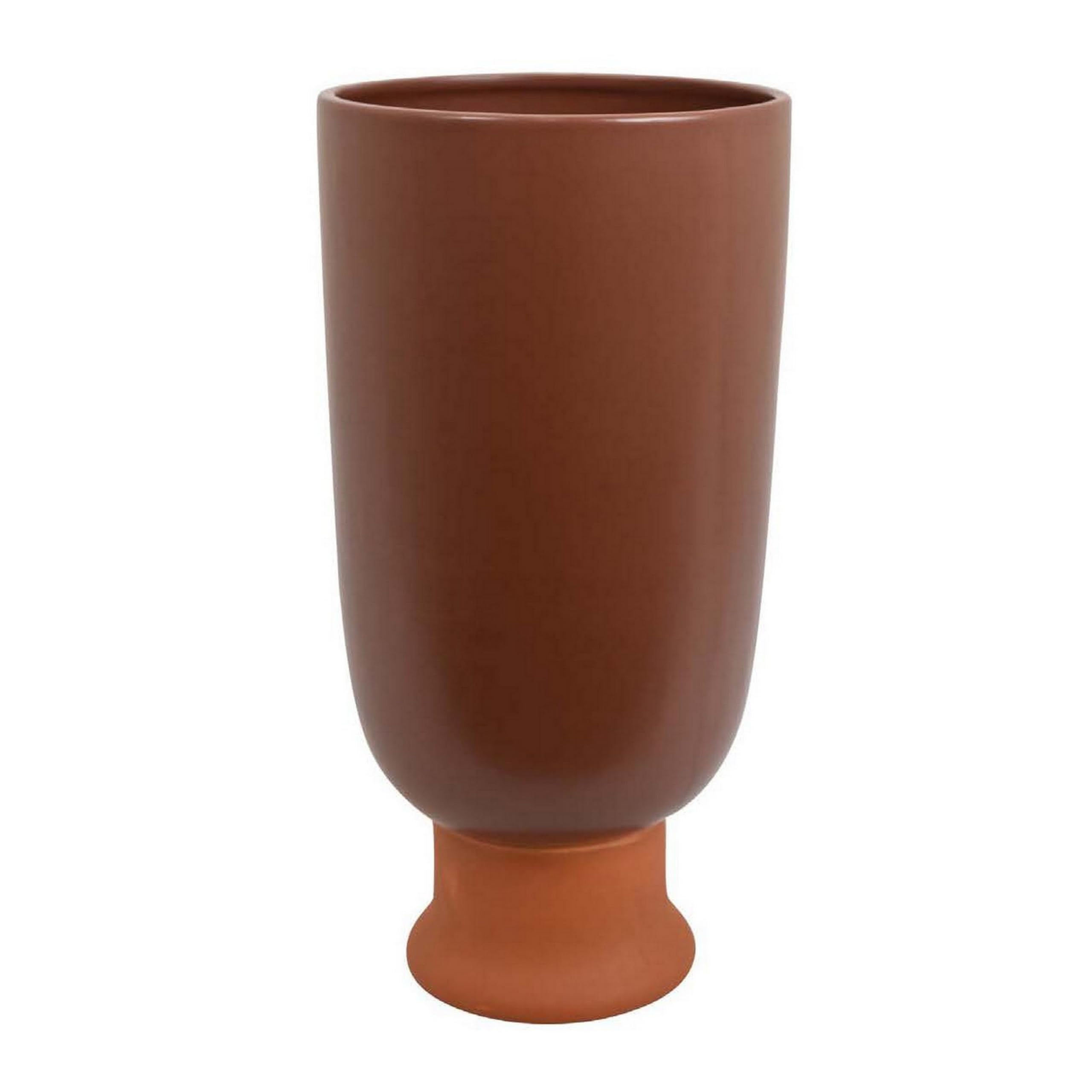 Benjara Decorative Vase, 15 Inch Tall Modern Accent Piece, Brown Ceramic