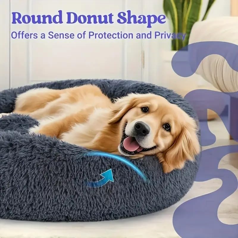 Image of ZEXSAZONE Summer Round Donut Pet Bed for Cats and Puppies Dogs, Cozy and Plush, Raised Bedside Support, Both Sides Use Like 2 in One, Washable, Sizes for Small, Medium, and Large Pets. (Grey, Large)