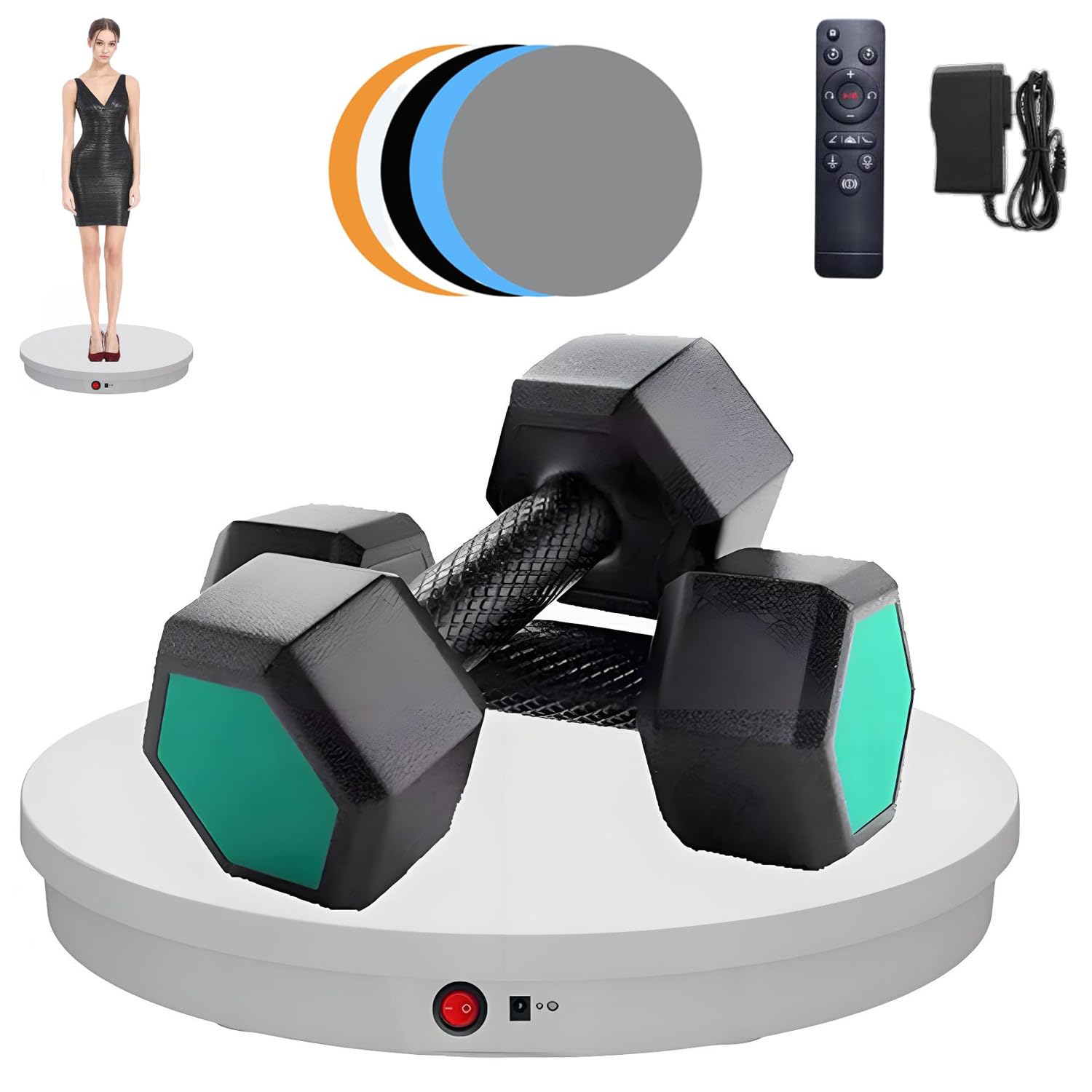 Obrotowy stół fotograficzny z obrotową platformą 360 stopni, 52CM-White