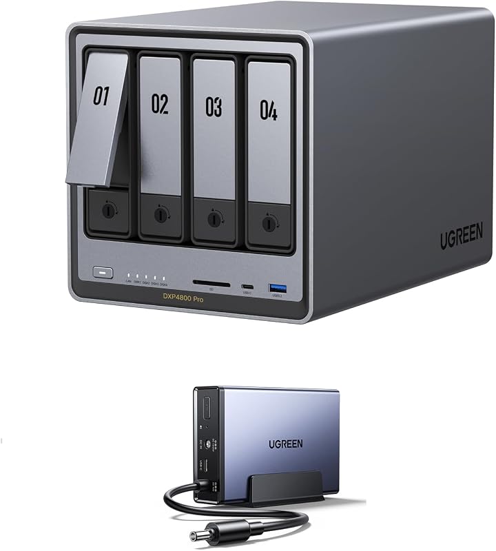 UGREEN DXP4800 Pro & US3000, 12000mAh Uninterruptible Battery Power Supply Bundle NAS DXP4800 Pro 4-Bay Desktop NAS with144TB Storage Capacity.