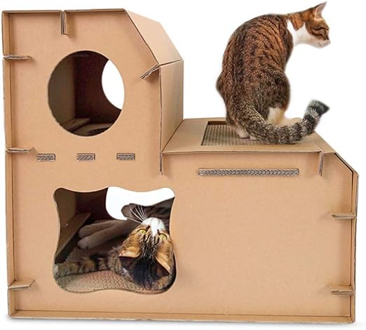 Amazon Co Jp 段ボール二層猫の巣 新しい猫のおもちゃのスクラッチボード 城タイプの段ボールパッド猫グラインダーネイルスクレーパーベッド リサイクル可能なスクレイピングのおもちゃ ペット用品