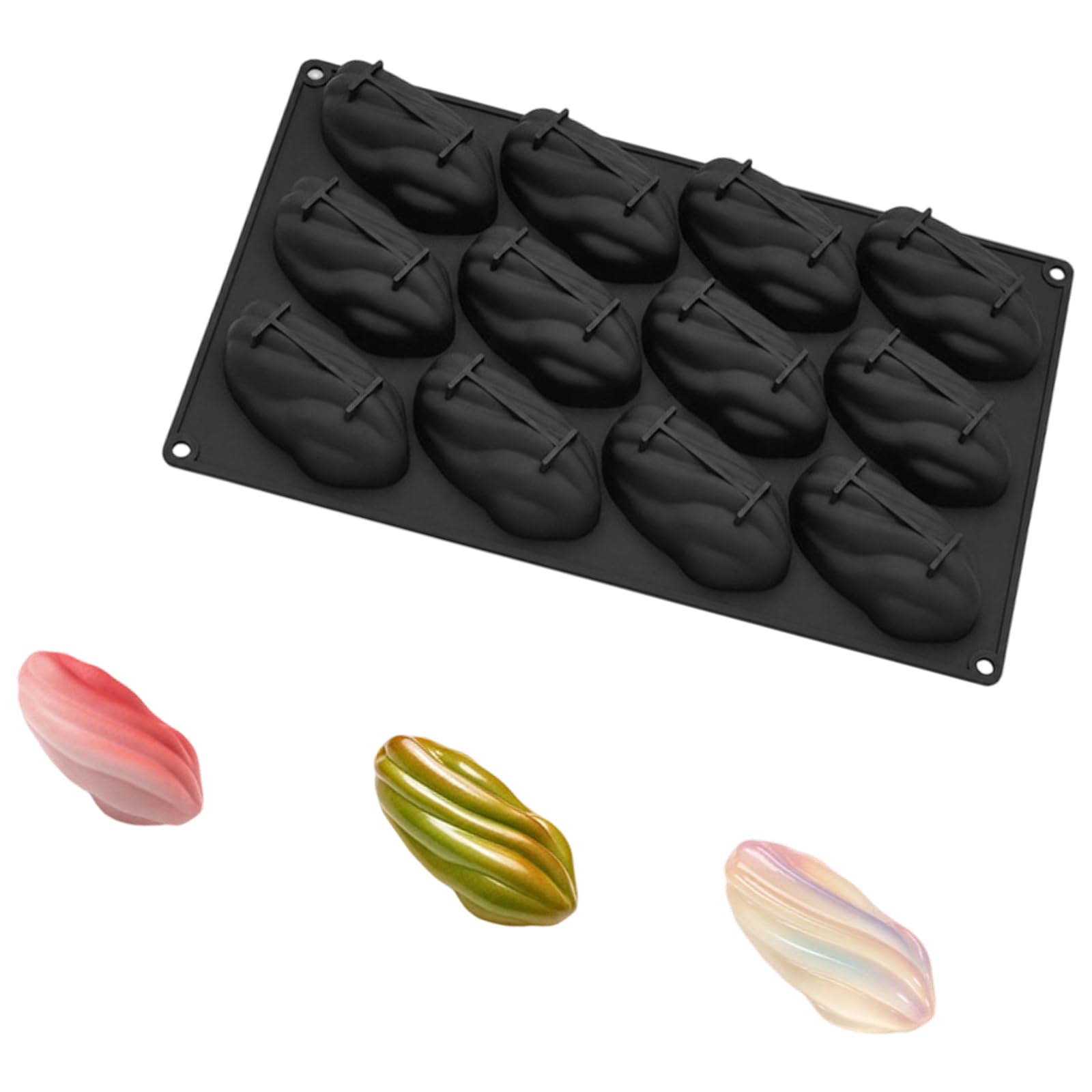 Greabuy Easy Demold Silicone Cheesecakes Molds 12 Cavity Pistachios French Mousses Cake Mold Dessert Baking Accessories Birthday Party Cake Mold