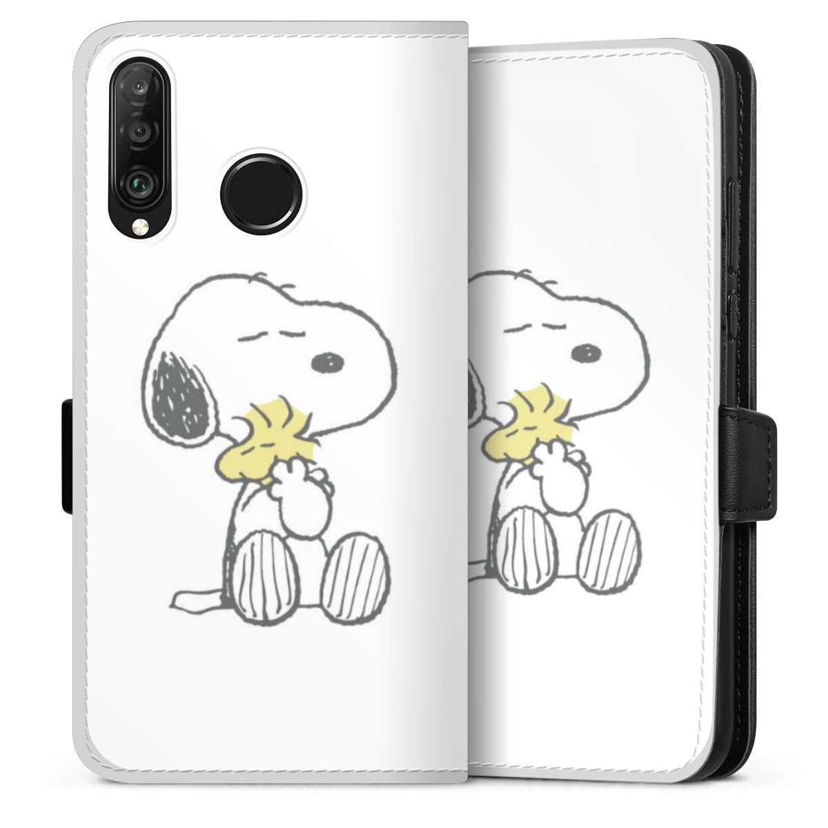 DeinDesign Etui Compatible avec Huawei P30 Lite Premium Etui Folio Etui magnetique Peanuts Snoopy Amour