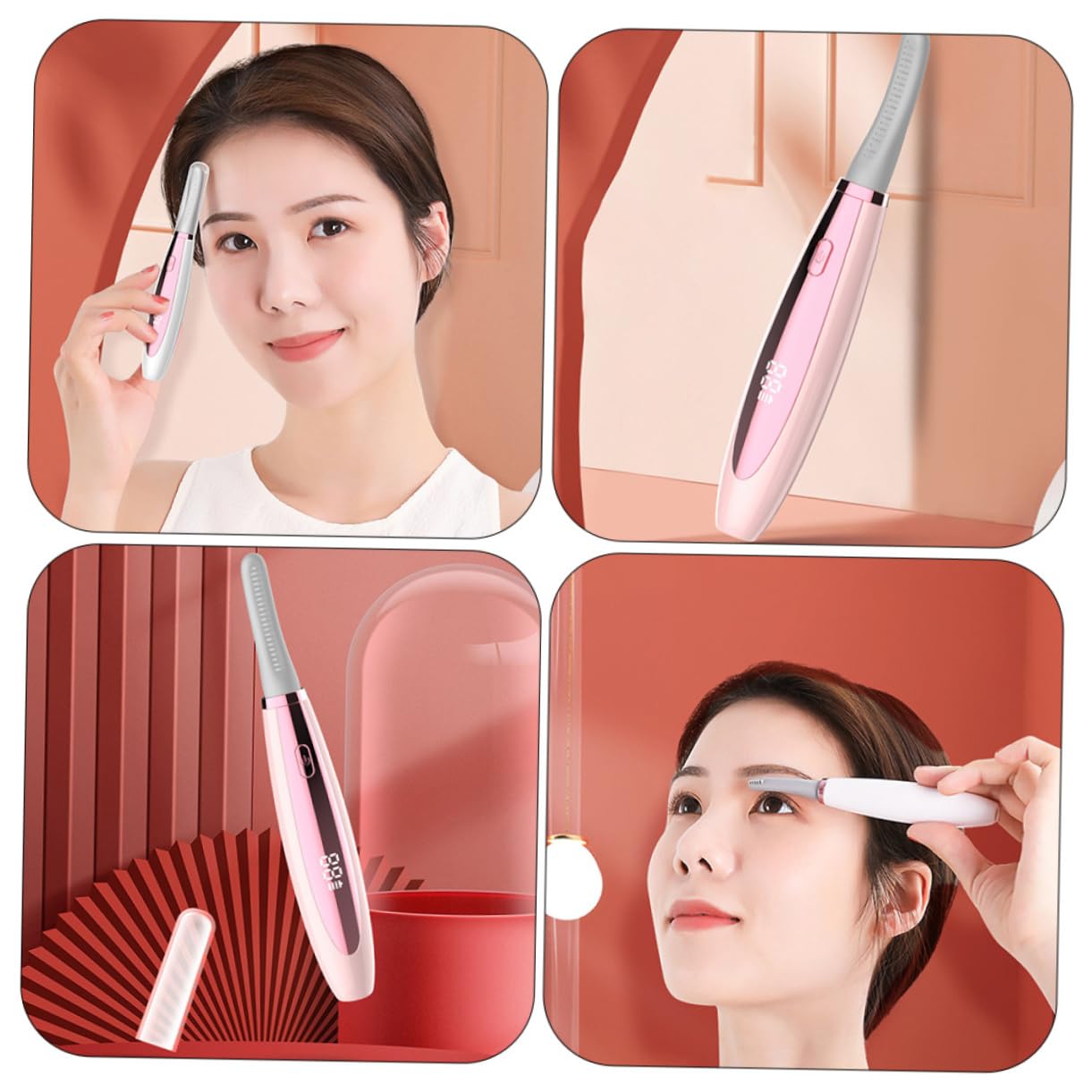 Healeved 3piezas Rizador De Pestañas Eléctrico Calefacción Dispositivo De Curling Portátil y Recargable Usb Efecto Natural y Duradero Para Maquillaje De Mujeres