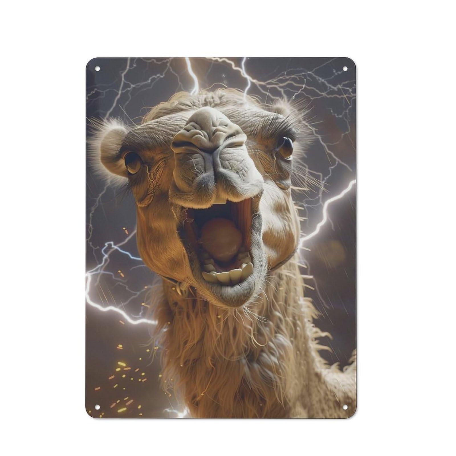 Junmoney Camel Lightning Rustic Tin Wall Sign 40X30cm, Kitchen Wall Decor For Bakery, Diner, Cafe Or Family Room