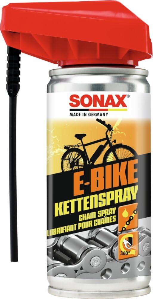 SONAX E-BIKE KettenSpray mit EasySpray (100 ml) reinigt, schützt und schmiert, verringert Verschleiß und Reibung, korrosionsschützend, hohe Kriech- und Haftwirkung | Art-Nr. 08721000