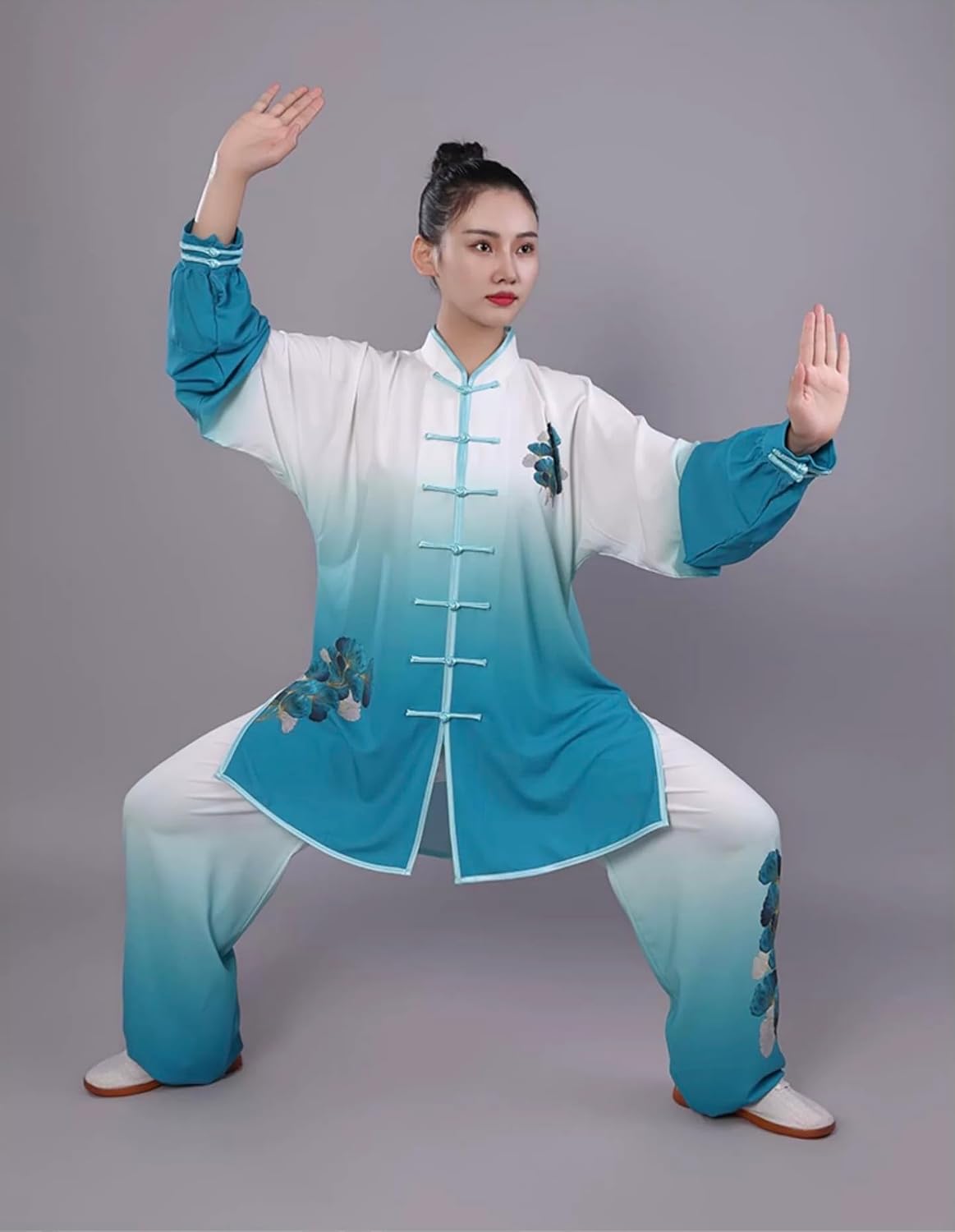 Unisex Cotton Blend Short Sleeves Tai Chi Long Sleeved Morning Exercise Uniform Kung Fu Clothing