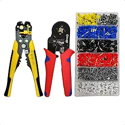 Kit Decapador de Fios Automático + Alicate Crimpador HSC8 6-4A + 1900 Terminais Tubulares