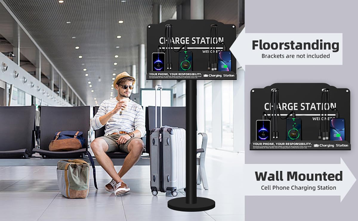 Stazione di ricarica per telefono cellulare | 8 dispositivi a ricarica rapida | Compatibile con tablet Apple e porta Android | Ideale per uffici, hotel, ospedali, aeroporti