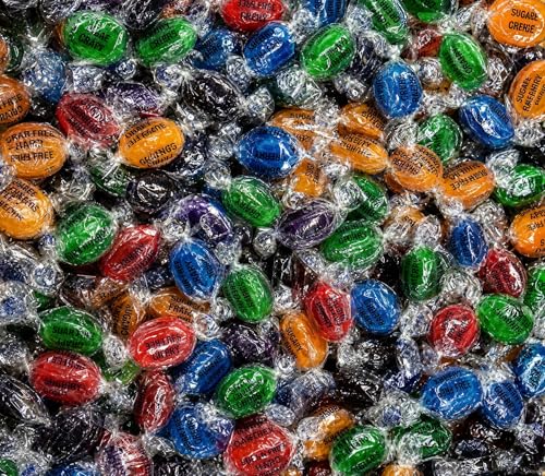Sugar Free Assorted Fruit Hard Candy Buttons - 50 Pieces of Fresh Delicious Cherry Orange Lime Individually Wrapped Candy