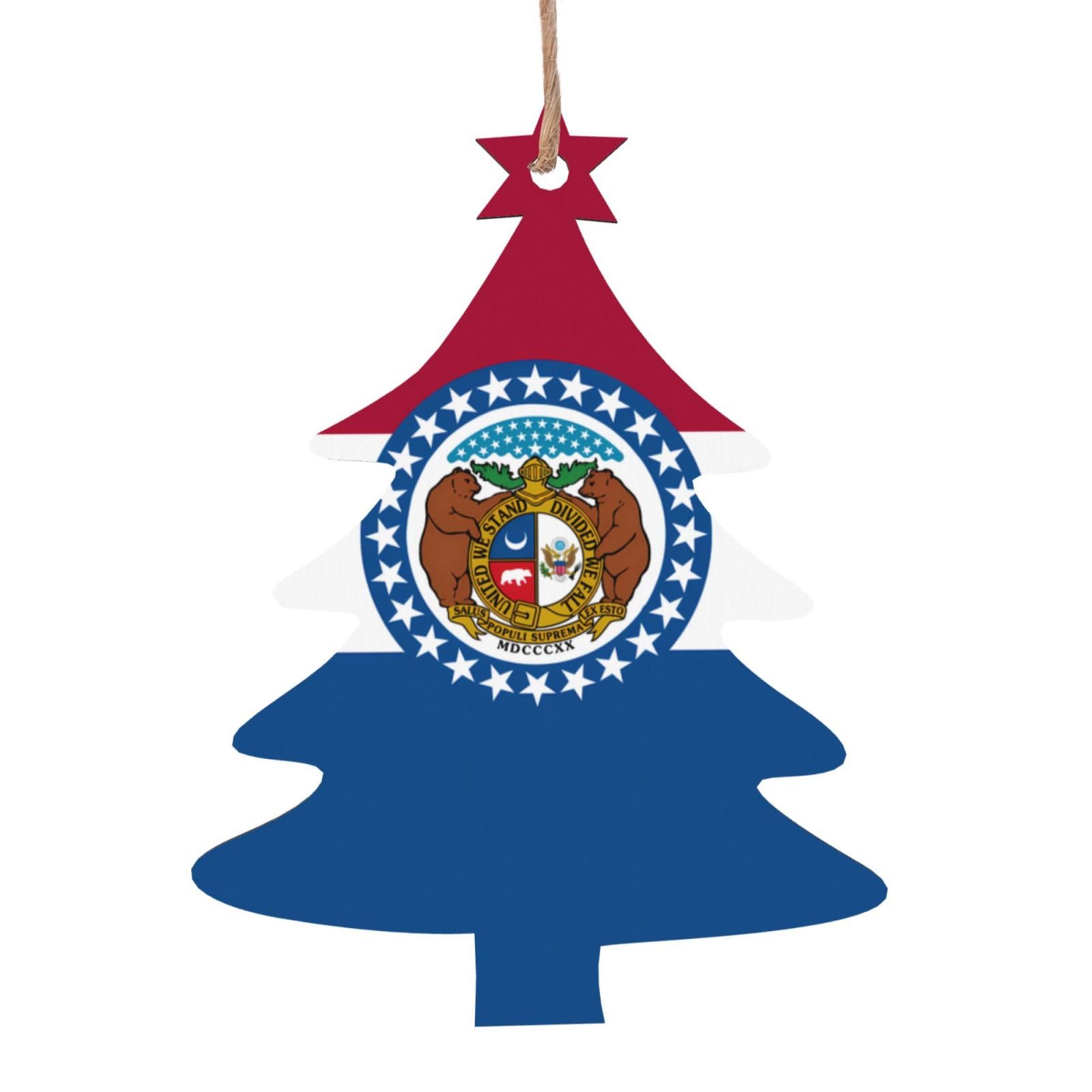 Missouri State Flag Printed Christmas Wooden Pendants, Simple and Environmentally Friendly, Holiday decorationsã€‚