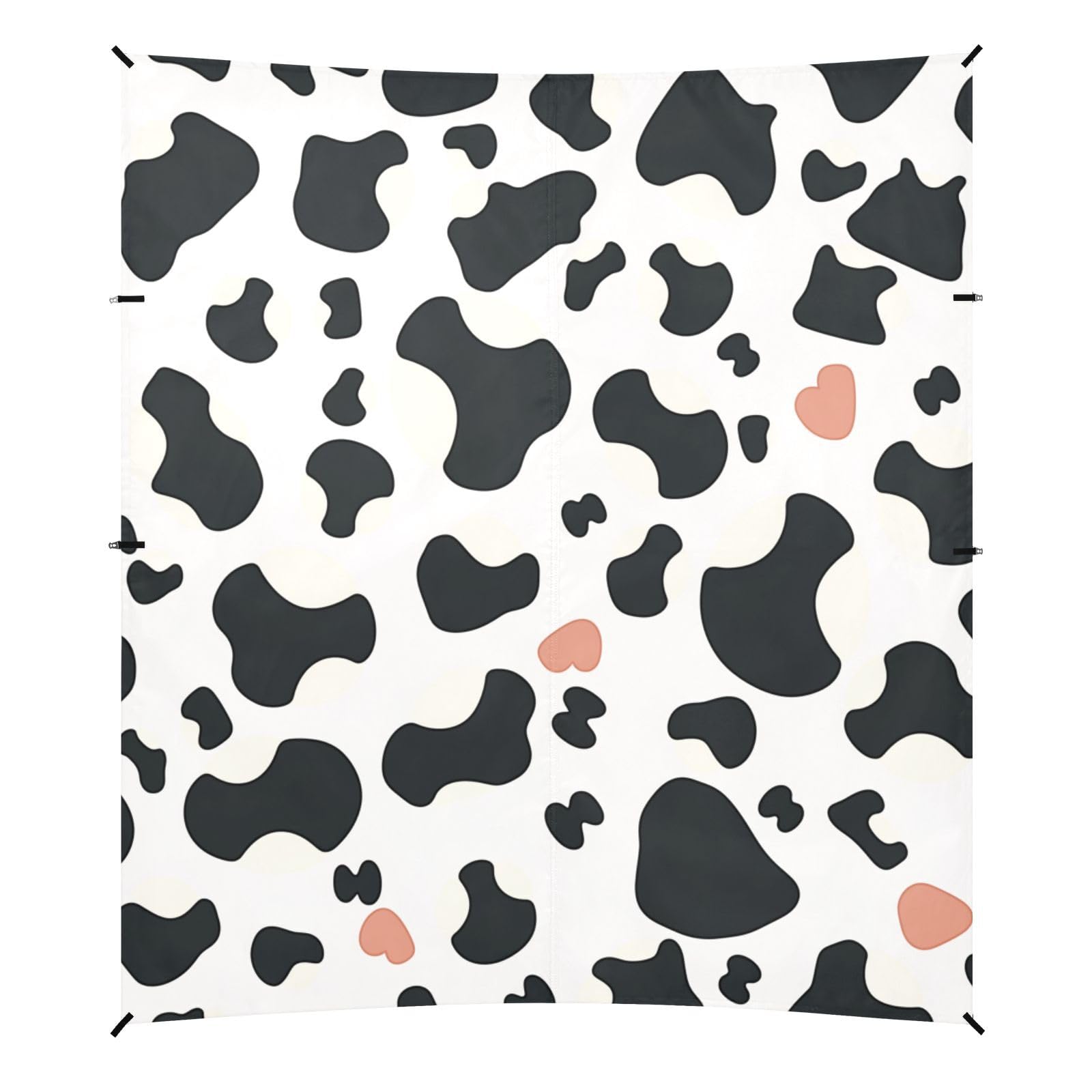 Simple Cow Print Pattern Beach Tent & Canopy UPF50+ Protection Easy Setup Sun Shade with Sand Pockets for Backyard and Camping