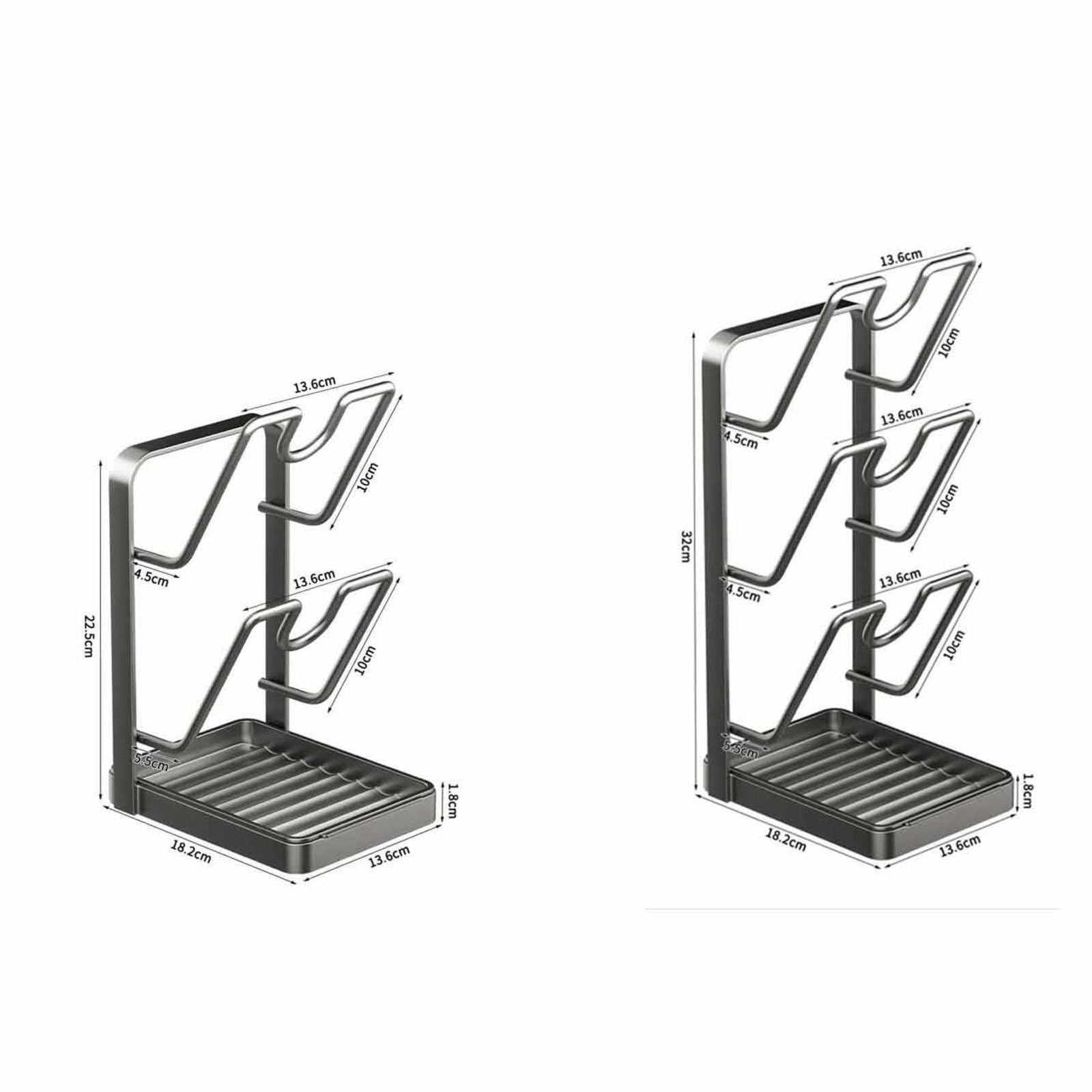 Topfdeckelhalter, 2-Lagig/3-Lagig Küche Organizer mit Abnehmbarer Tropfschale Topfdeckelhalter für die Herdplatte,A-3-Lagig