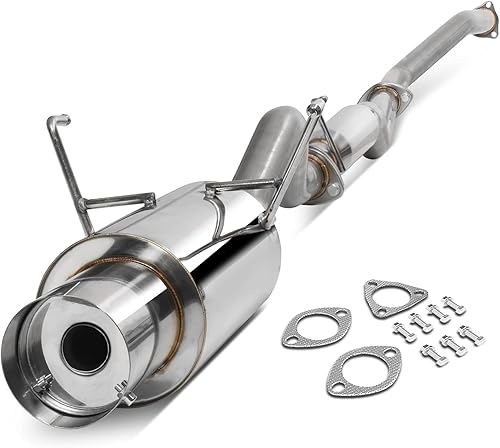 Miniatura 7 de Auto Dynasty Sistema de escape Catback de acero inoxidable con punta de silenciador enrollado de 4 pulgadas compatible con Honda Civic EX 1.7L 01-05