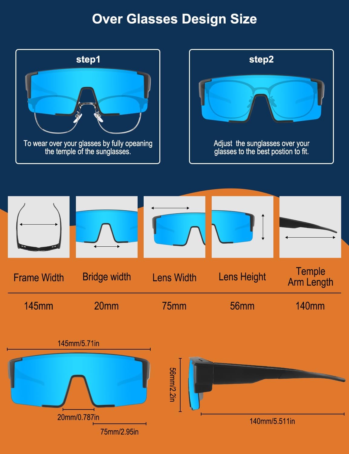 OULAIQI Polarized Fit Over Glasses Sunglasses for Men Women,UV400 Sun Glasses Sports Wrap Around for Driving Cycling Fishing - Image 4