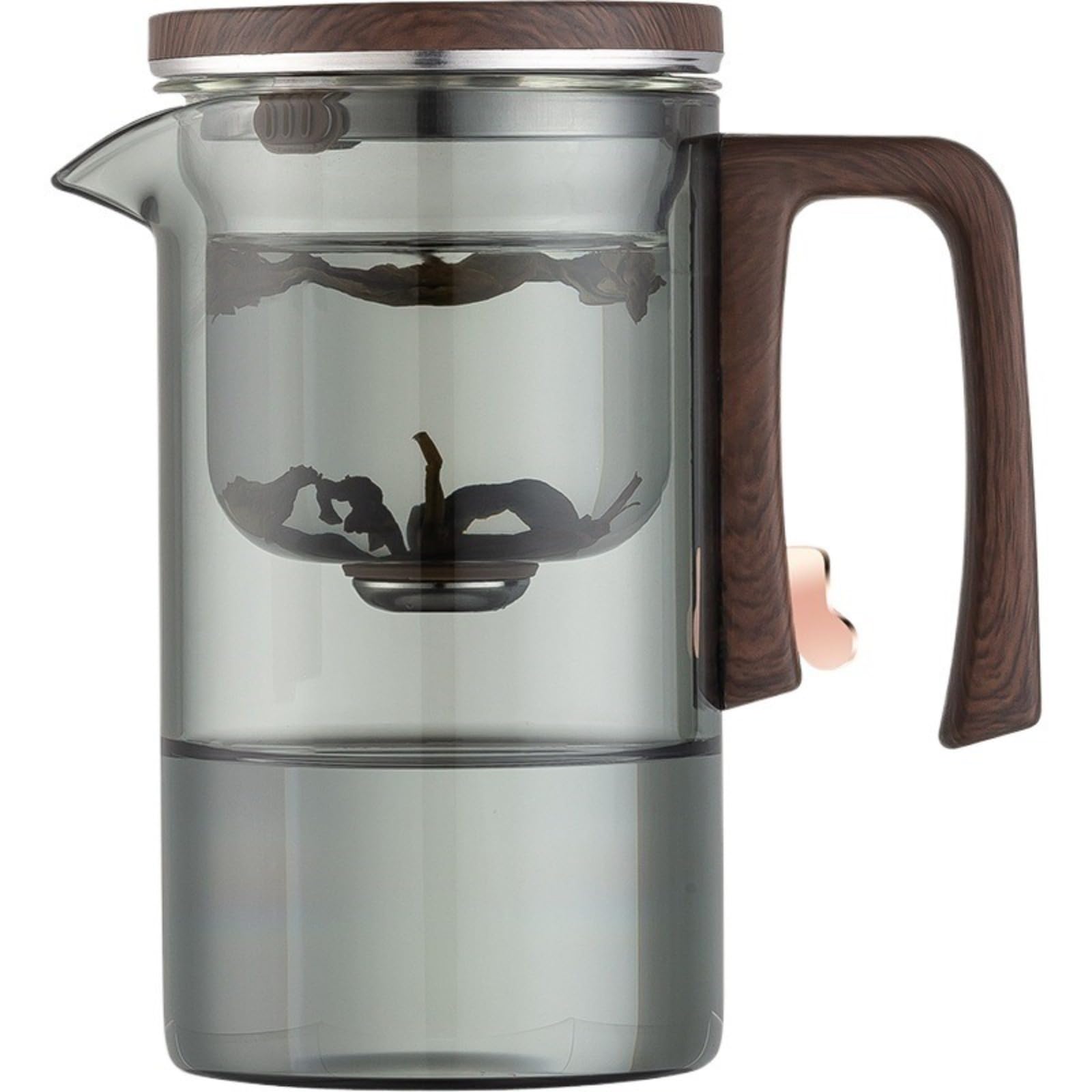 Magische Teekanne – Glas-Teekanne mit Holzgriff für Kräutertee, elegantes Teegeschirr zum Selbstbrauen für Teeliebhaber