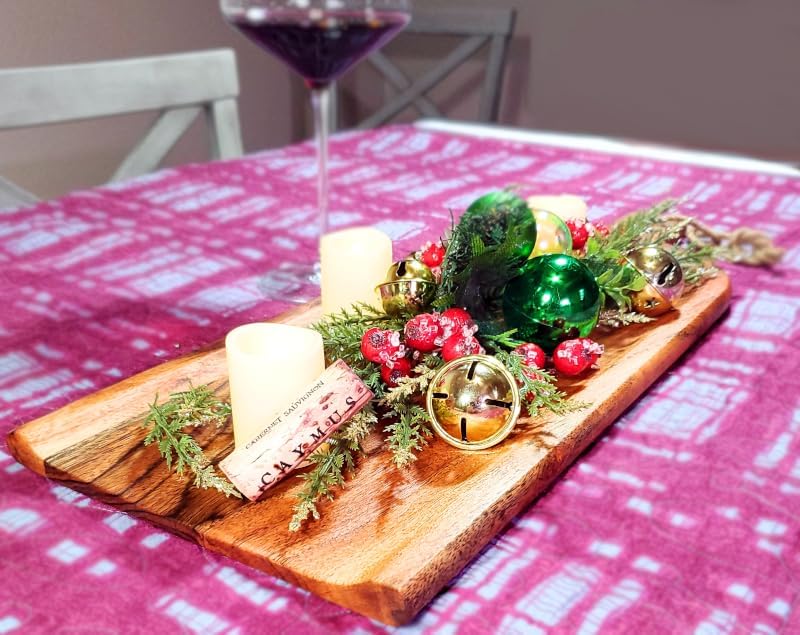 Acacia Charcuterie Board with Drip Edge & Handle - Wood Cheese Board - Decorative Wooden Serving & Cutting Board - Housewarming, Mothers Day, New Home & Wedding Gifts (20” x 8”) - Image 8
