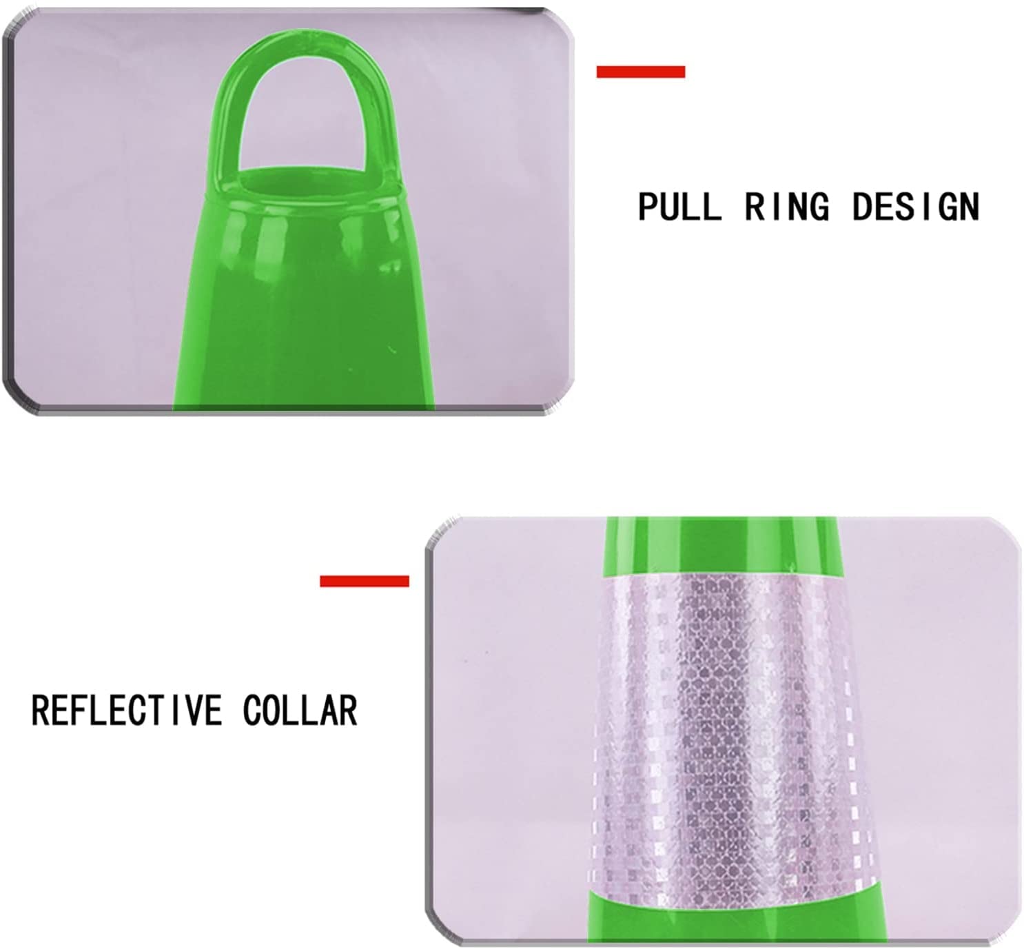 Cônes de sécurité portatifs en PVC Durable avec 2 Bandes réfléchissantes. Cônes lestés pour la sécurité routière. Convient aux allées et à la Formation à la Conduite (Lot de 4, Vert).