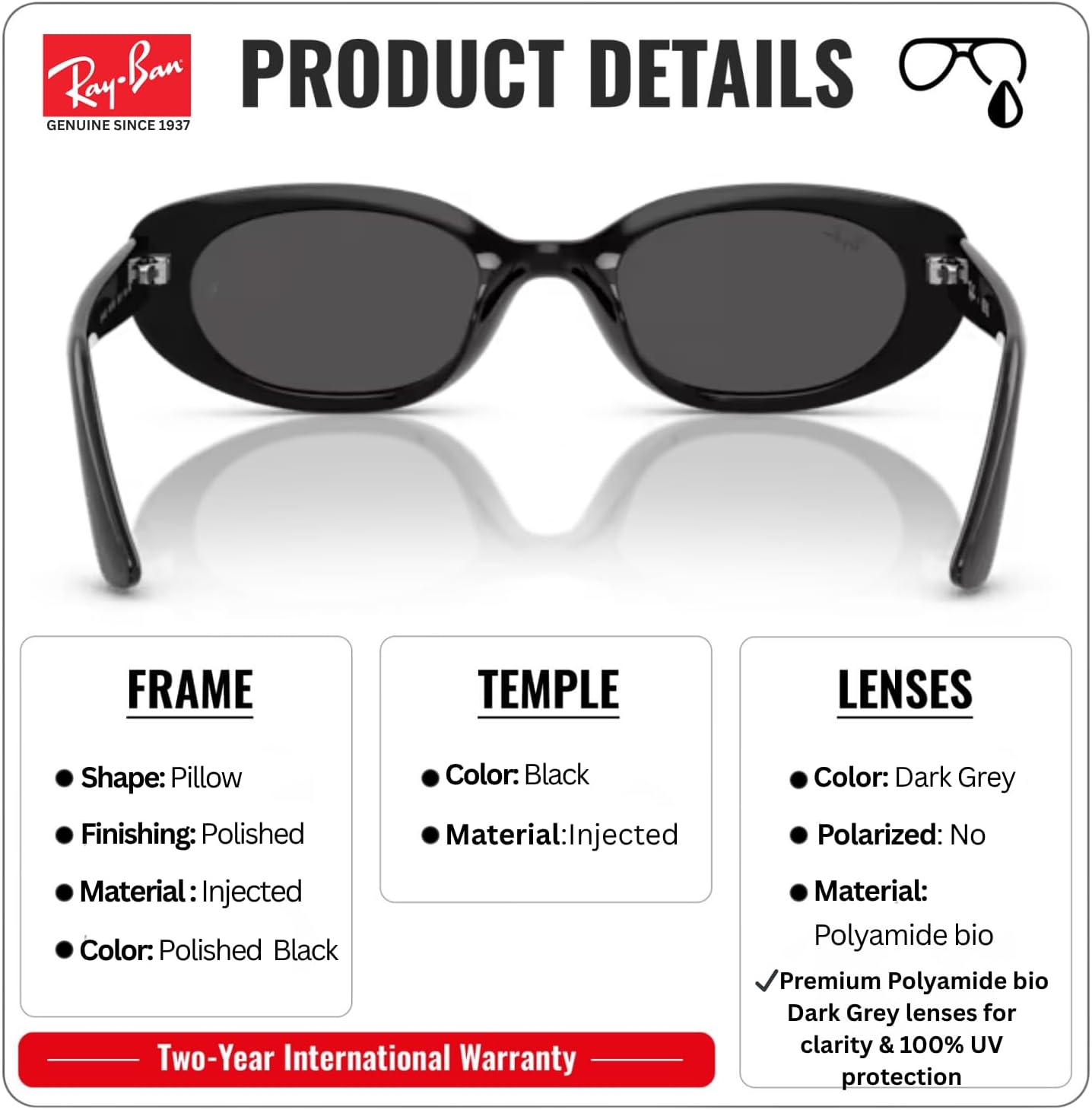 Ray-Ban RB4441D BIO-BASED Square-Round Shaped Sunglasses for Men & Women with Official RAYBAN Eyewear Kit