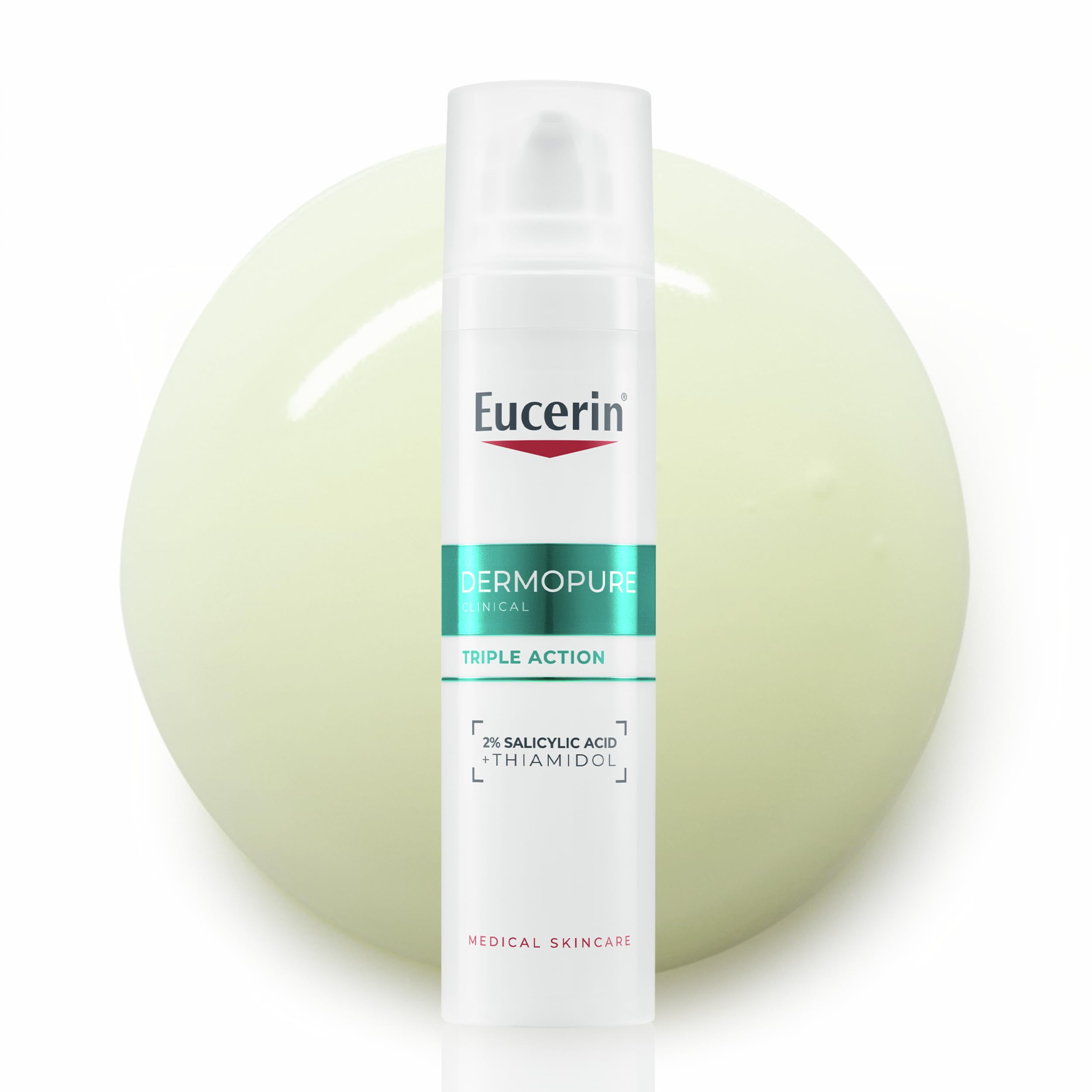 Eucerin Dermopure Clinical Triple Action Fluid 40ml, Acne Cream Serum with Salicylic Acid & Thiamidol, Blemish and Acne Scar Treatment, Spot Cream Exfoliator for Blemish-Prone Skin