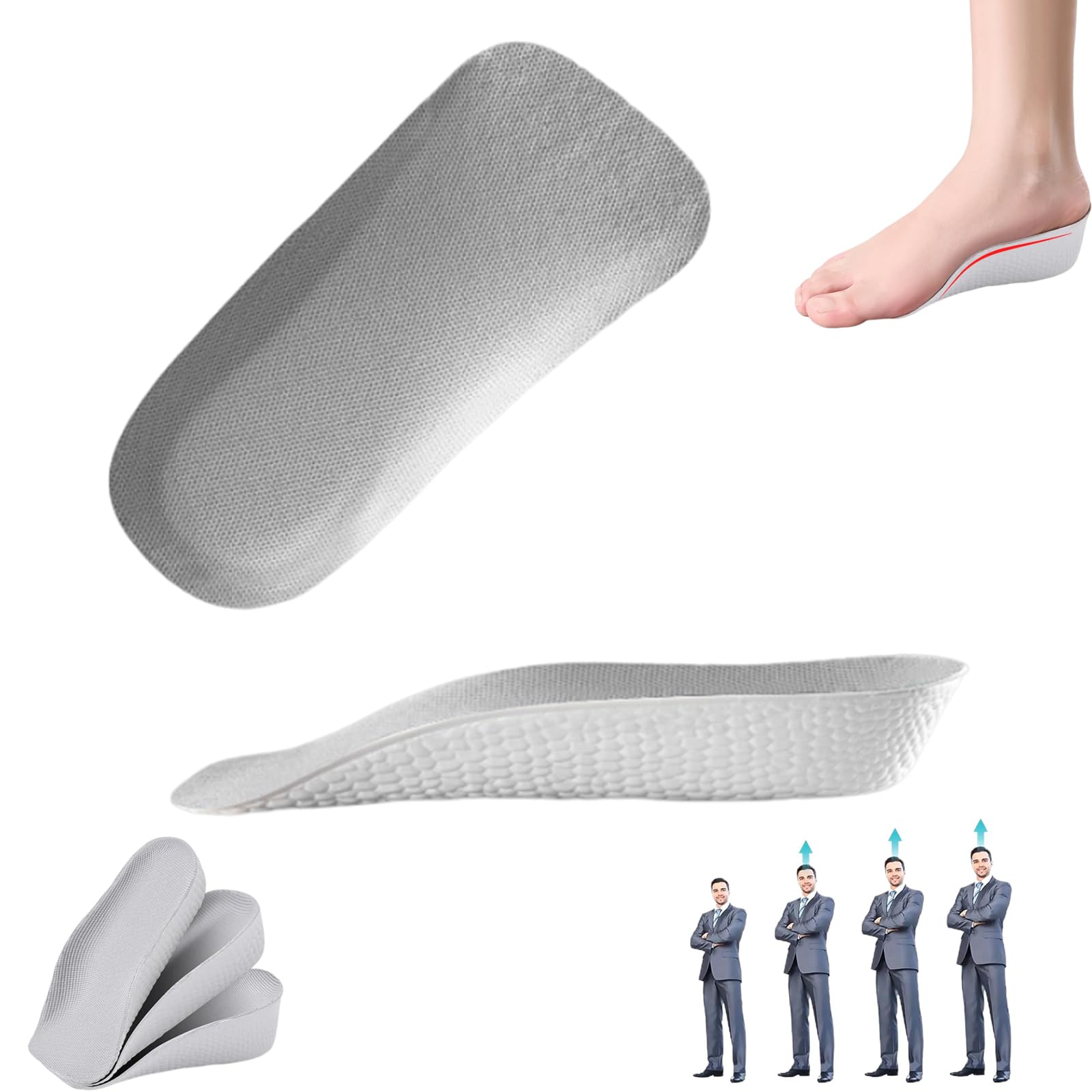 Height Increase Insoles - Orthopedic High Pads 1.0 - Arch Support Insoles for Plantar Fasciitis, Flat Feet, Over-Pronation, Achilles Tendonitis, Foot