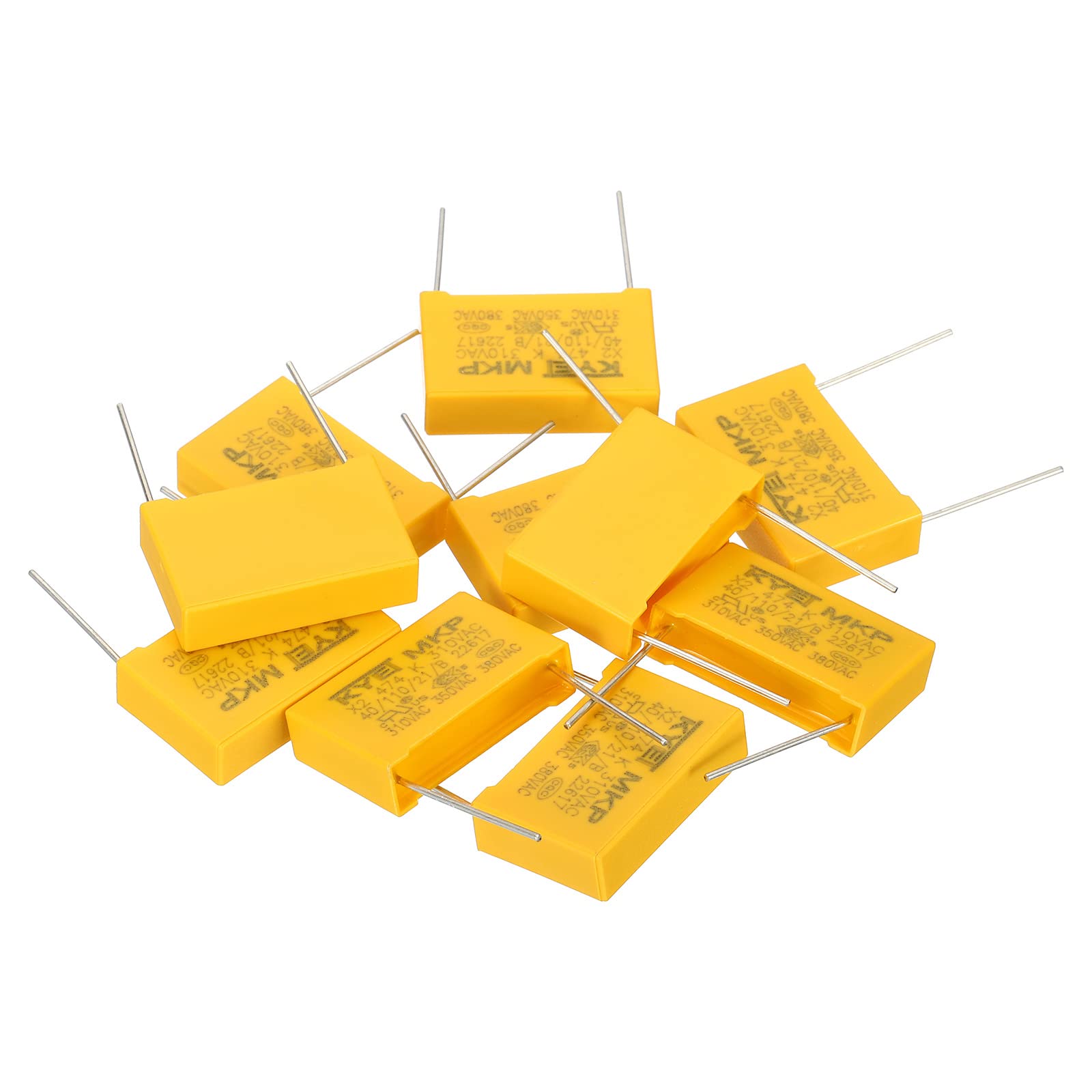 Generic Safety Capacitors, 10 Pack 0.47uF AC 310V 22.5mm Pin Pitch 27x17x7mm Polypropylene Film Capacitor Assortment Kit for DIY Electronic Products