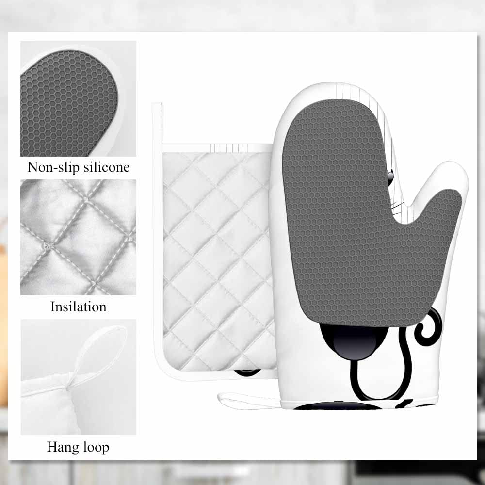 Mxocom Gant De Cuisine Et Manique En Silicone Avec Motif Cactus D'été Floral Mexicain Résistant à La Chaleur Pour Cuisine, Barbecue, Cuisson