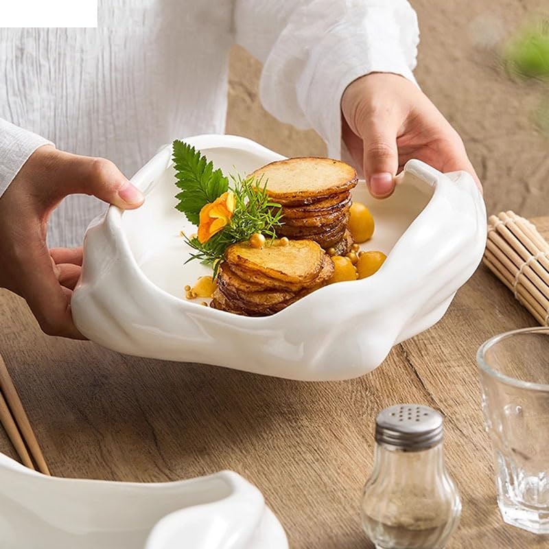 Piatti Cena Piatto in ceramica Piatto da zuppa da ristorante Piatto da dessert Piatto da snack Piatto da sushi Piatto freddo Stoviglie Forniture Per Feste(C 10.4 inch)