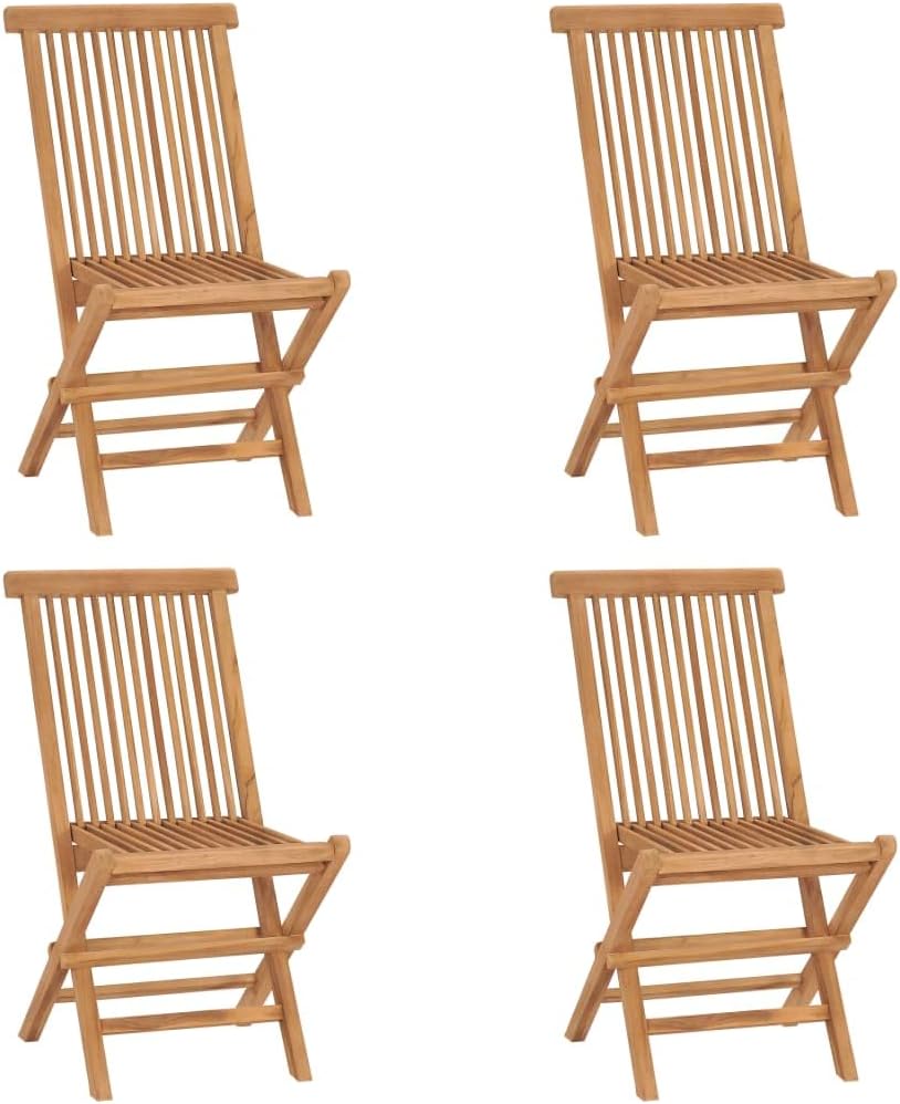 vidaXL 4X Solid Teak Wood Folding Garden Chairs Outdoor Seats Patio Furniture Dinner Seating Foldable Home Dining Room Wooden Chairs vidaXL 4X Solid Teak Wood Folding Garden Chairs Outdoor Seats Patio Furniture Dinner Seating Foldable Home Dining Room Wooden Chairs
