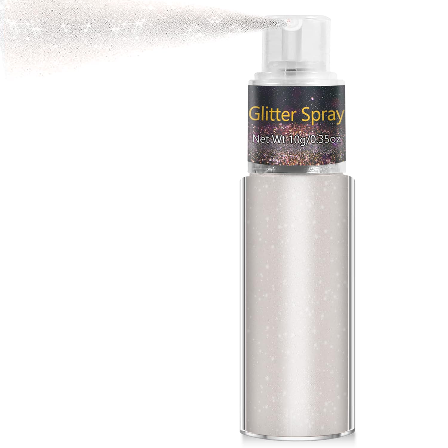 Hair and Body Glitter Spray, Holographic Glitter Highlighter Powder Spray, Unscented Hair Clothes Glitter Highlighter, Loose Glitter Spray Shimmer Powder Festival Rave Accessories, 10g (02 Peal White)