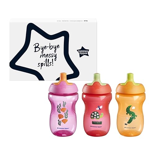Miniatura 9 de Tommee Tippee Sportee - Botella para beber para niños pequeños, 12 meses o más, 10 onzas, a prueba de derrames, boquilla resistente a mordeduras,