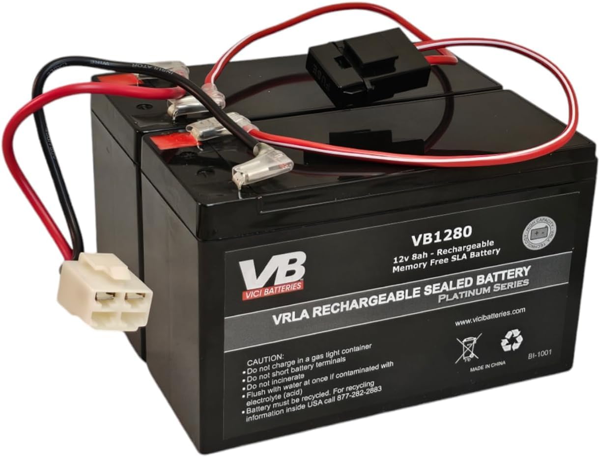 Razor 12 Volt 7Ah Electric Scooter Batteries High Performance - Set of 2 Includes New Wiring Harness - does not work with 3 hole connector version