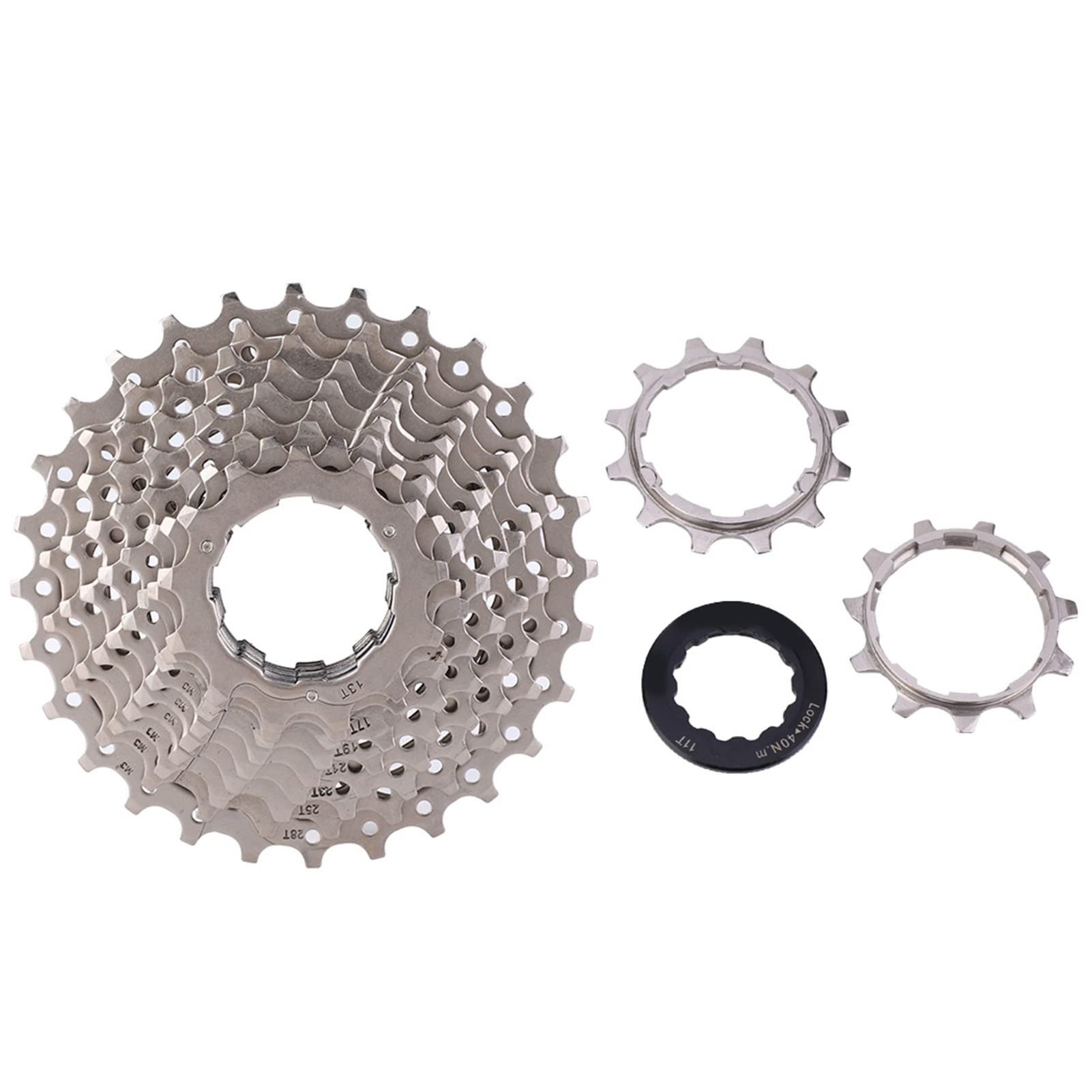 Piñón de bicicleta de cassette para 11-28T, placa de acero de alta presión, revestimiento de níquel-cromo, diseño hueco para reducción de peso, súper resistente al (11S 11-28T)
