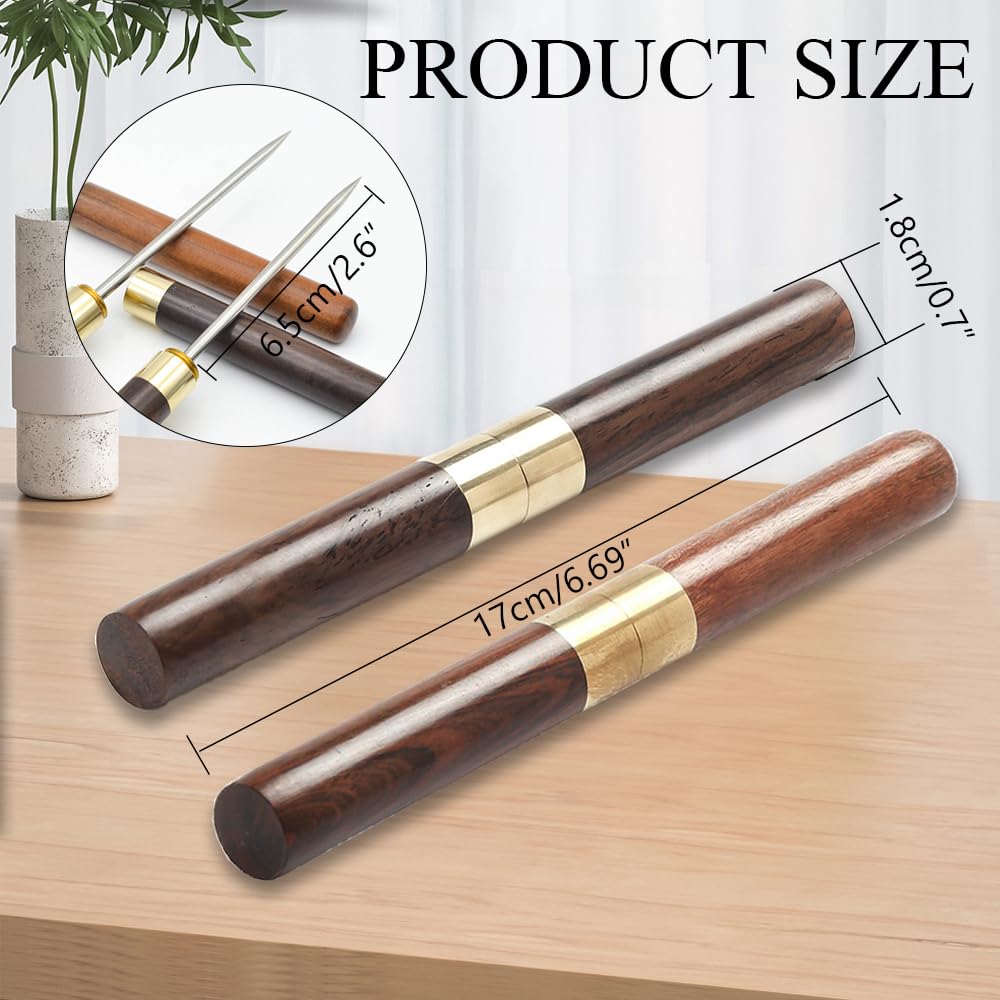 Ice Picks,Stainless Steel Ice Pick with Safety Wooden Handle & Safety Cover,Sheath Kitchen Tool 2 Pack