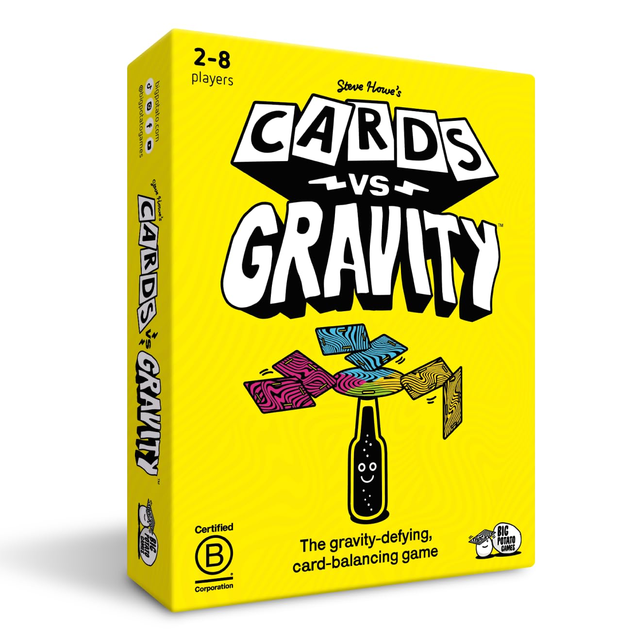 Big Potato Cards vs Gravity: Kannst du die Schwerkraft überwinden? Das perfekte Karten-Balancierspiel für die Kneipe oder zu Hause. Urkomischer Spaß für 2-8 Spieler (Mit Dosenadapter und Reisetasche)