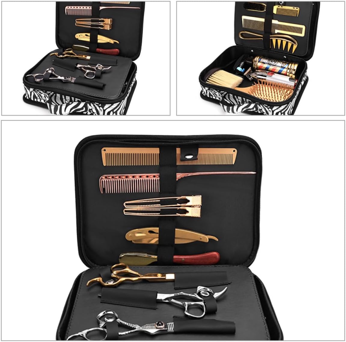 Portable Clipper Case Bag for Hairstylists, Stylish Black Cloth Hair Clipper Organizer with Easy to Clean Design, for Family Grooming Kit and Personal Use