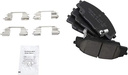 Miniatura 6 de TRQ Kit de pastillas de freno delanteras y traseras y rotores Kit de productos químicos de freno, pastillas de freno de cerámica compatible con