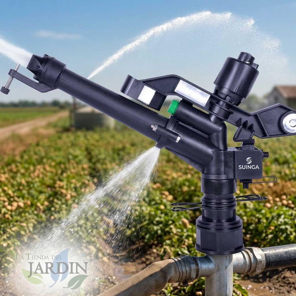 Suinga - Canna irrigazione superiore da 12 a 30 metri regolabile da 0 a 360°. Filettatura 1 1/2". Modello di irrigatore agricolo per grandi portate.