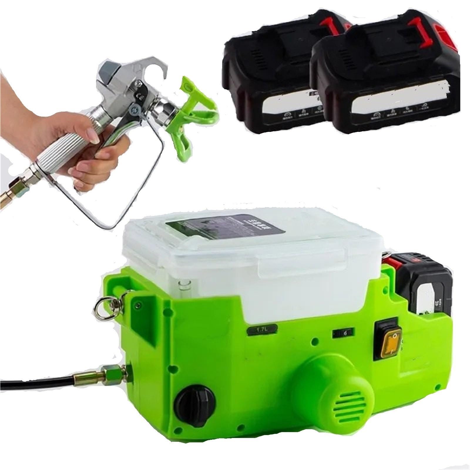 Pistolet Peinture Electrique Pistolet Peinture Car Pulvérisateur Peinture électrique sans air pour Sac à Dos, Machine revêtement par pulvérisation portative(with 2pcs Batteries)