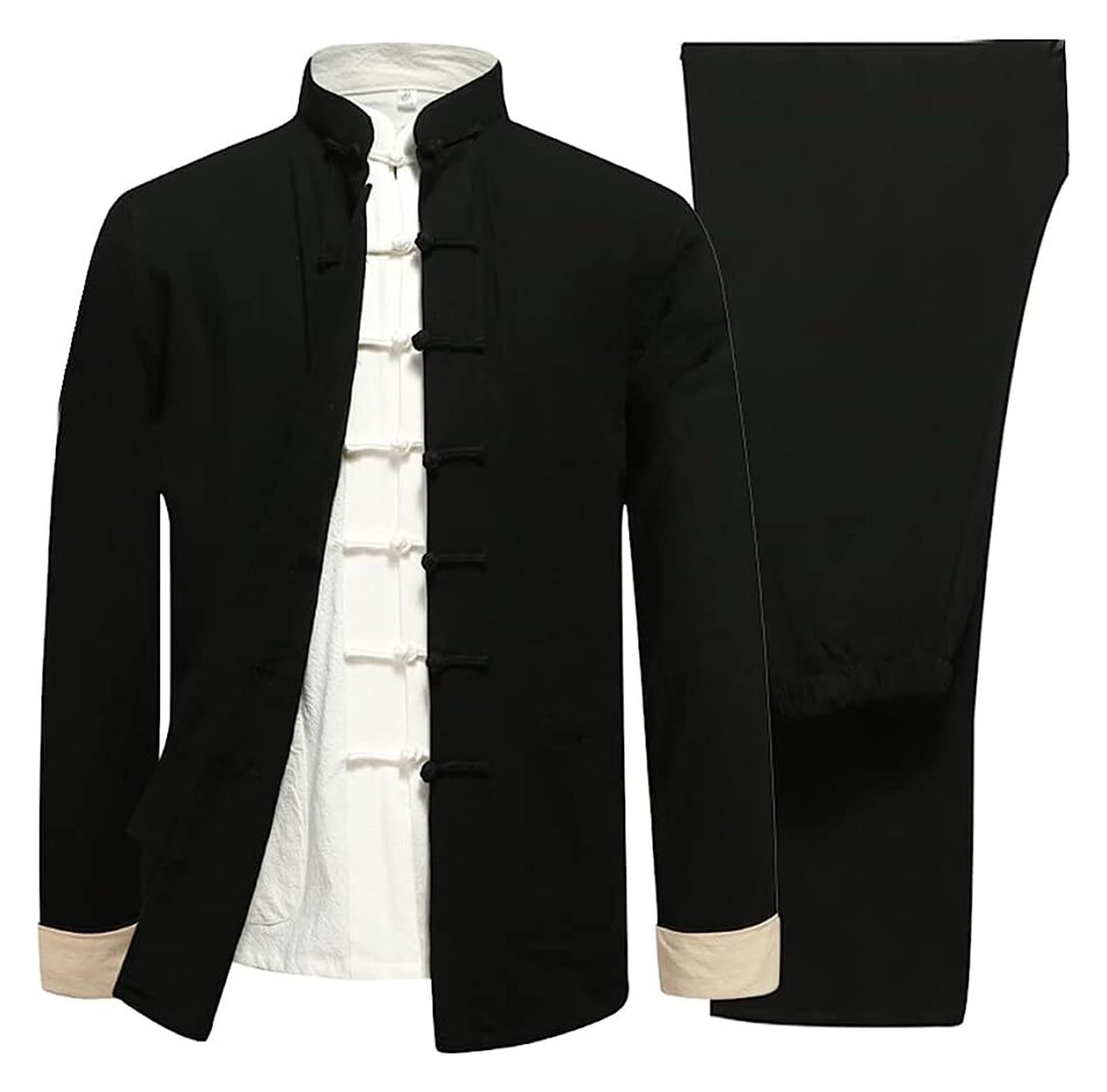 Abito cinese da kung fu, abito da tai chi, uniforme da tai chi in cotone e lino, manica lunga, abiti tradizionali cinesi (inclusi camicie, pantaloni, giacche), abito Tang, abito da arti marziali Han