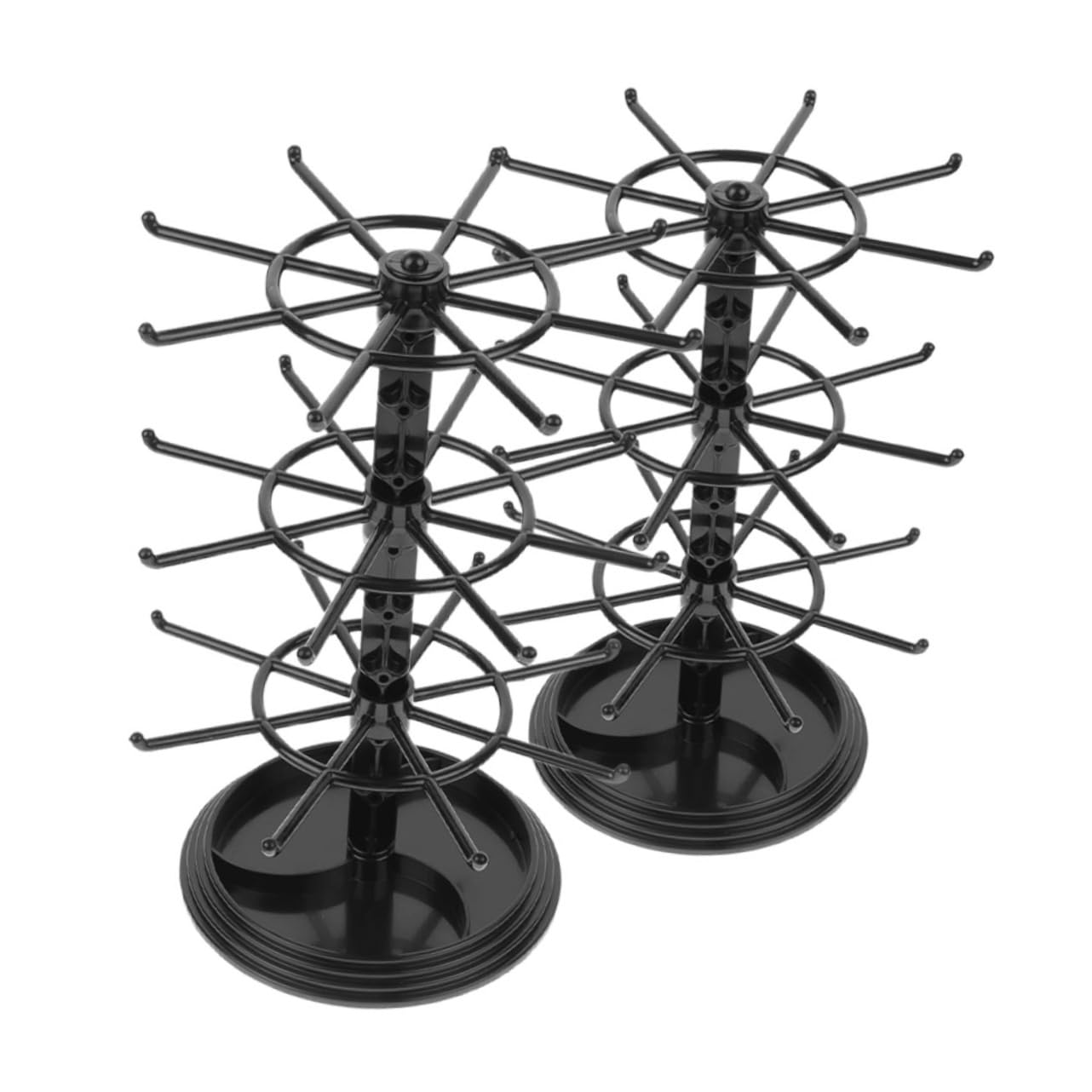 Organisateur de bijoux rotatif 3 niveaux Healvian en plastique noir pour boucles d'oreilles